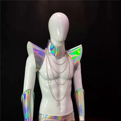 Disfraz Muscle Man con Alas Voladores Plateado Estéreo DS