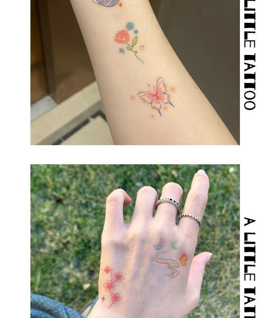 Tatuaje Temporal Mariposa Luna en Tonos Pastel - Adhesivo para Clavícula - Image 10