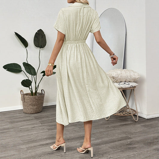 Vestido Camisero Ajustado con Bolsillos - Falda Entallada para Oficina - Image 4