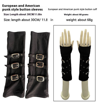 Guantes Punk Kunoichi Dedos Libres Negro Intenso - Image 11