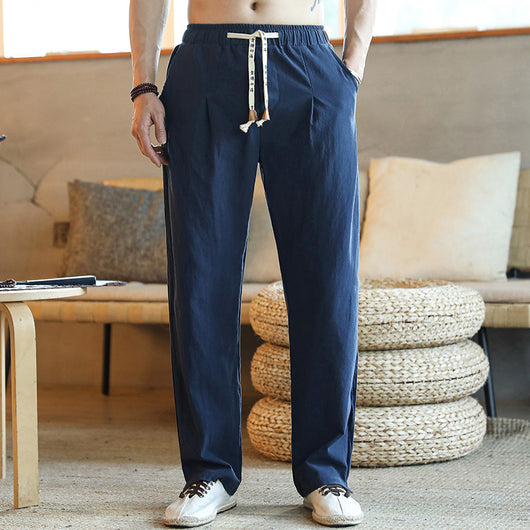 Pantalones de Lino Estilo Chino para Hombre - Algodón y Lino Holgados Talla Grande - Image 4