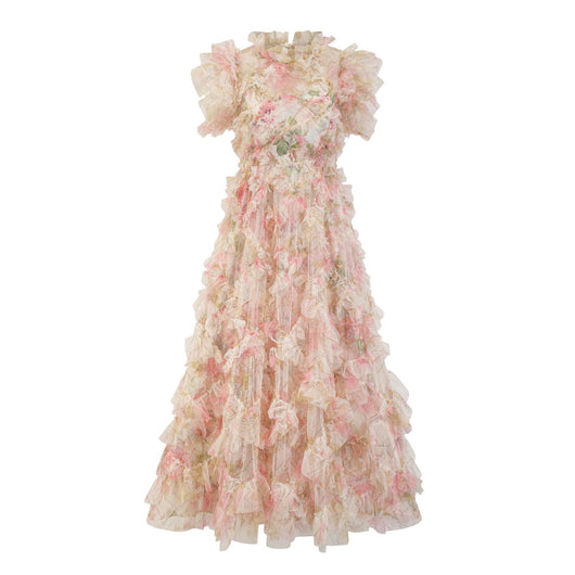 Vestido Elegante sin Mangas con Cuello Tortuga y Falda Tableada Bordada - Image 2
