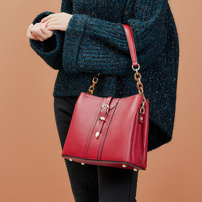 Bolso Bucket de Cuero Genuino Gran Capacidad - Image 10