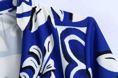 Vestido Camisero Azul y Blanco Porcelana con Solapa y Drapeado en Cintura - Image 11