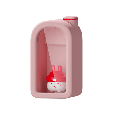 Pink automatic blind box rabbit night humidifier with a white rabbit figure inside, featuring a red hat and heart details. - Image 11