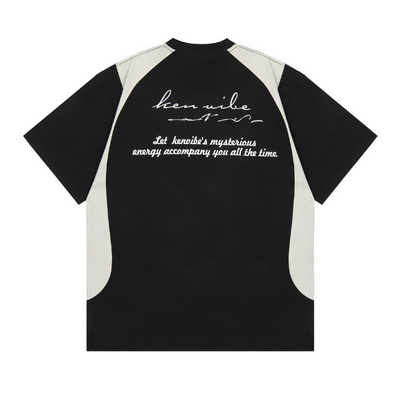 Camiseta Hombre Estampado Patchwork Alfabeto American Street Manga Corta Suelta - Image 12