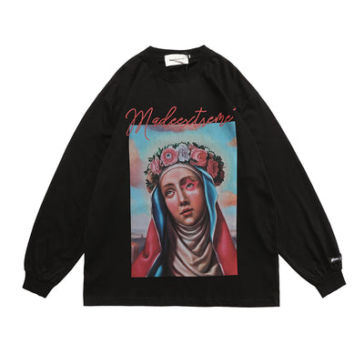 Camiseta Manga Larga Retro con Estampado de Retrato - Estilo Urbano Europeo - Image 6