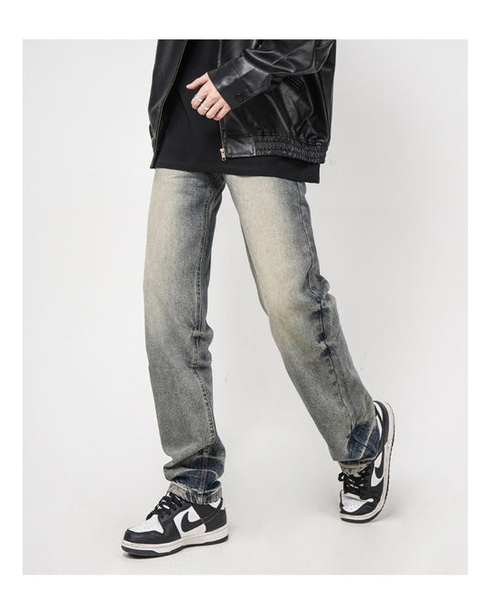 Jeans Rectos Sueltos Teñidos Amarillo Lavado Estilo Urbano - Image 8
