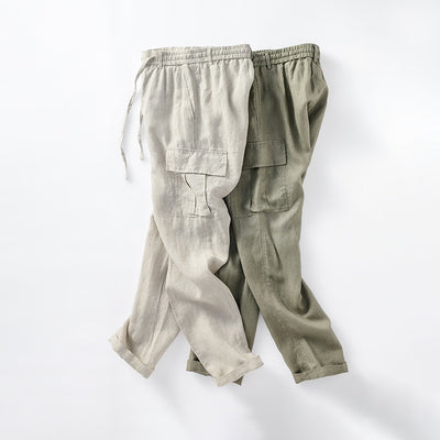 Pantalones de Lino Casuales Cintura Media Transpirables para Jóvenes - Image 4