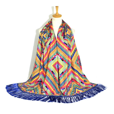 Pañuelo Étnico Largo con Borlas Estampado para Viajes - Image 30