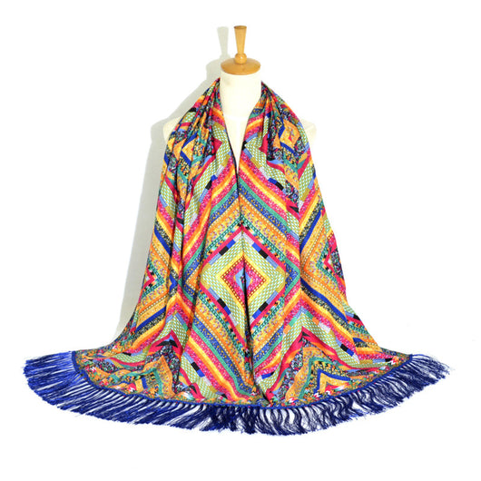 Pañuelo Étnico Largo con Borlas Estampado para Viajes - Image 30
