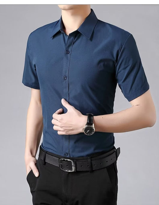 Camisa Ejecutiva Slim Fit Antirruga Manga Corta para Hombre - Image 12