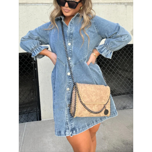 Falda Denim Holgada Desteñida para Mujer - Image 8