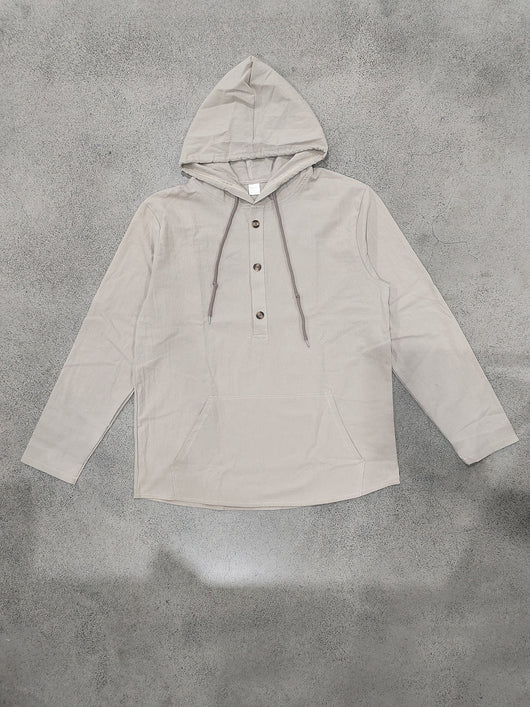 Camisa Hoody de Lino Transpirable para Hombre - Manga Larga Casual - Image 12