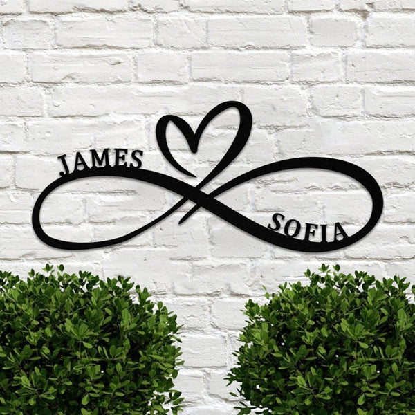 Letrero Personalizado Símbolo Infinito Amor con Nombres para Bodas - Image 2
