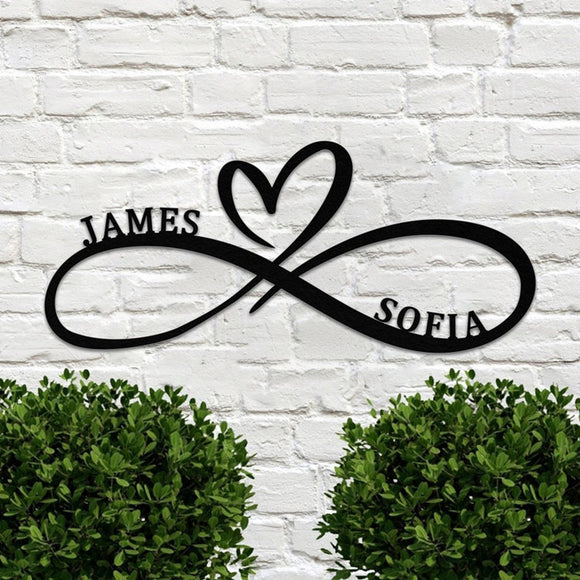 Letrero Personalizado Símbolo Infinito Amor con Nombres para Bodas