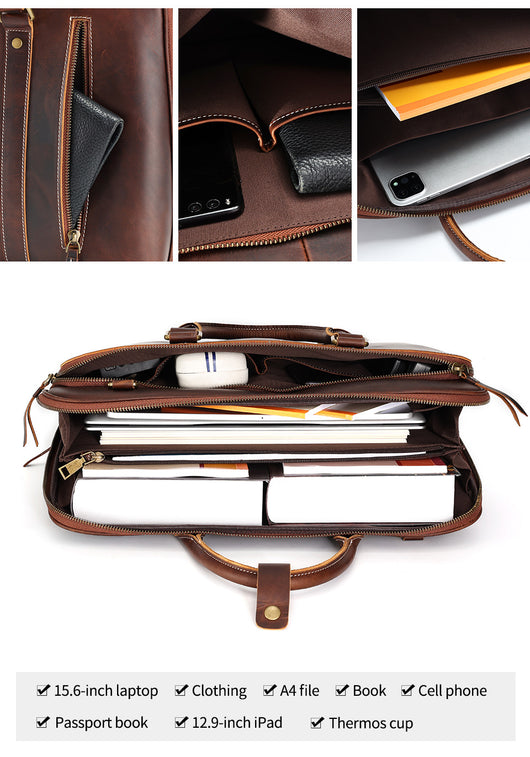 Bolso Mensajero de Cuero Genuino para Hombre - Maletín Ejecutivo Premium - Image 11