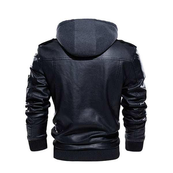 Chaqueta de Cuero Lavado para Hombre - Otoño e Invierno