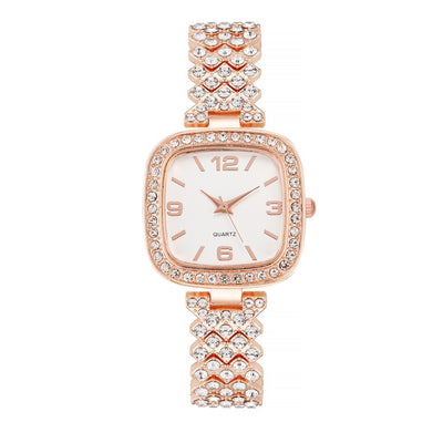 Reloj Cuadrado Pequeño de Diamantes Completos para Mujer con Pulsera - Image 2