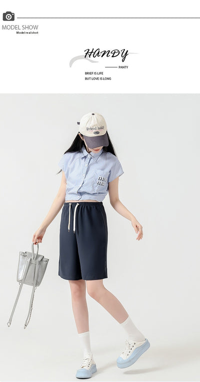 Shorts Premamá Cortos de Cintura Alta Pierna Ancha Verano Ligero - Image 11