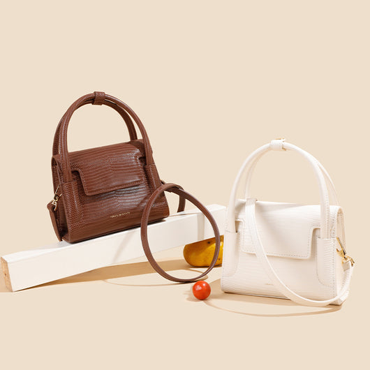 Bolso Mensajero de Cuero Genuino con Patrón de Lagartija para Mujer