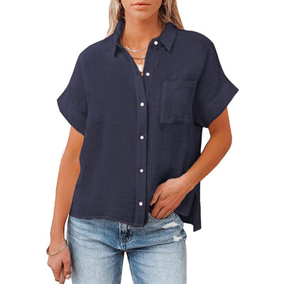 Camisas de Algodón y Lino para Mujer - Manga Corta Casual Verano - Image 3