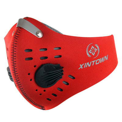 Black nylon bicycle mask with activated carbon filter, exhalation valve, and metal nose clip. - Image 5