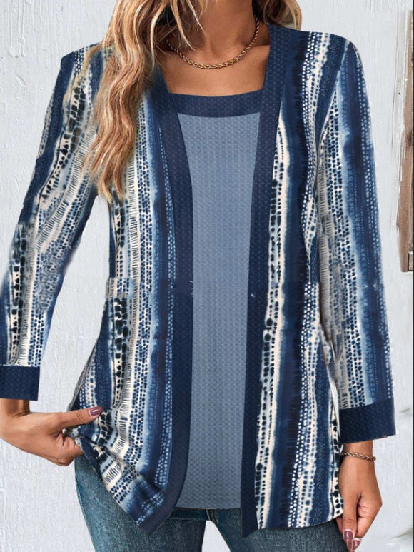 Cardigan de Lino y Algodón con Mangas Caladas y Cierre Invisible