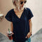 Blusa Floral Estampada con Cuello V y Mangas Hoja de Loto