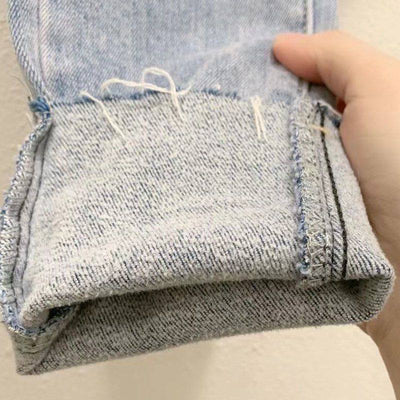 Jeans Talle Alto Abotonado con Detalles de Cuentas y Costuras en Lana - Image 3