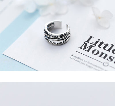 Anillo de Plata 925 Trenzado Vintage para Parejas - Image 9