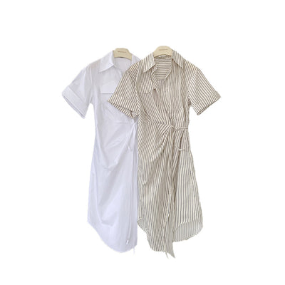 Vestido Camisa Mujer con Abertura Lateral Asimétrica y Solapa - Image 9