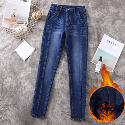 Pantalón Vaquero Slim Fit Talla Grande Mujer Terciopelo Grueso - Image 12