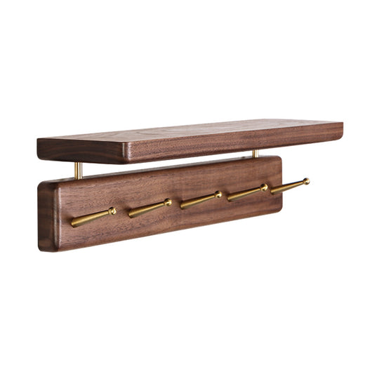 Perchero de Pared Nórdico en Madera Maciza con Ganchos de Latón - Estilo Japonés Nogal Negro - Image 11