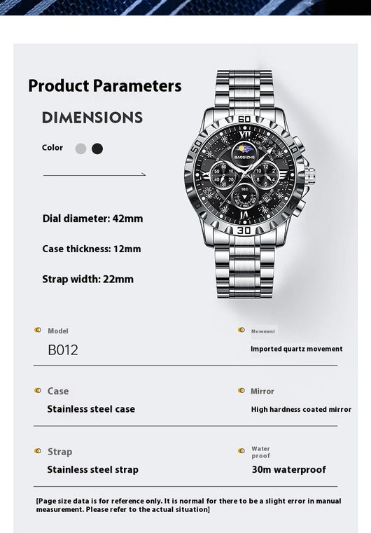 Reloj de Cuarzo Luminoso Impermeable para Hombre - Elegancia Profesional - Image 16