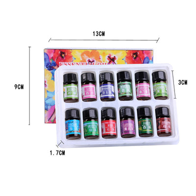 Set of 12 water-soluble aromatherapy essential oils in small bottles, including lemon, lavender, rose, and jasmine. - Image 2