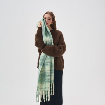 Bufanda Cuadros Blanco y Verde para Mujer - Image 10