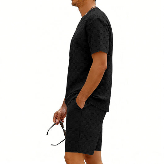 Conjunto de Playera y Shorts Casuales a Cuadros para Hombre - Image 35