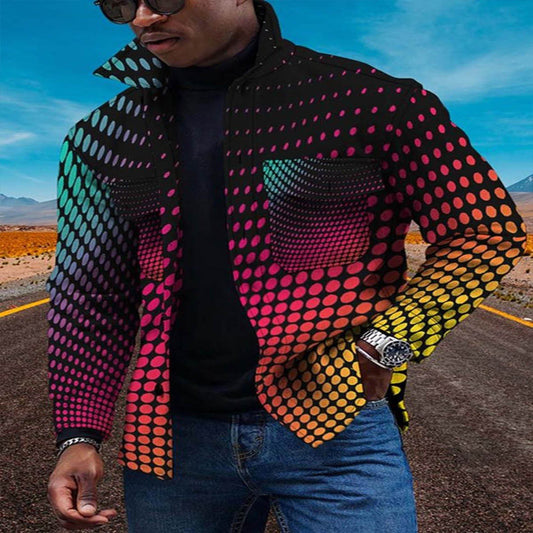 Cardigan Estampado Digital con Botones 3D y Degradado de Colores