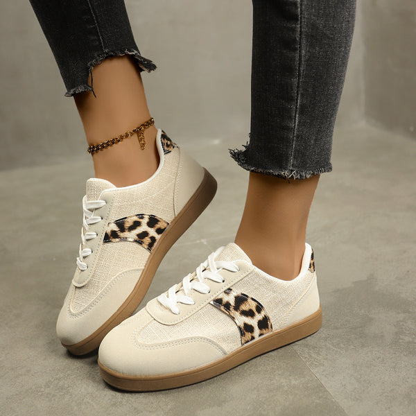 Zapatillas de Entrenamiento Vintage con Estampado Leopardo y Cordones