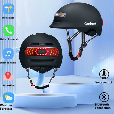 Casco Inteligente con Luces LED, Control de Voz y Conectividad Bluetooth