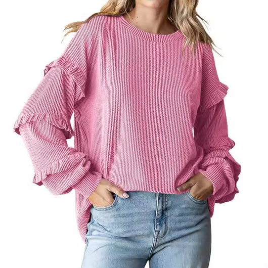 Blusa Elegante con Mangas Linterna y Encaje - Image 2