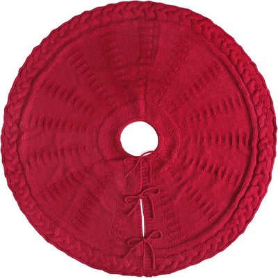 Falda Navideña Tejida Roja para Árbol de Navidad - Image 2