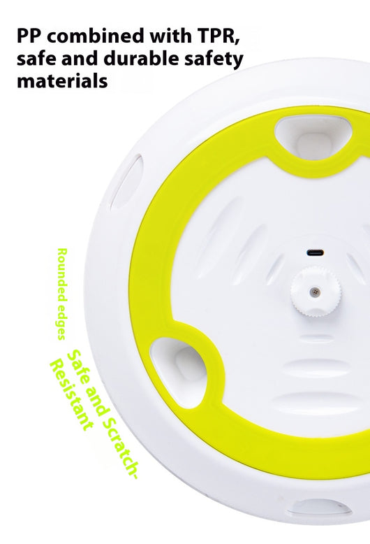 Electric cat toy with white and lime green base, feather attachment, and two replacement feather heads. - Image 11