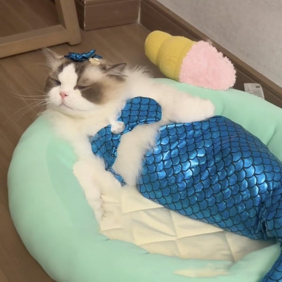 Disfraz de Sirena para Mascotas - Traje Divertido para Gatos y Perros