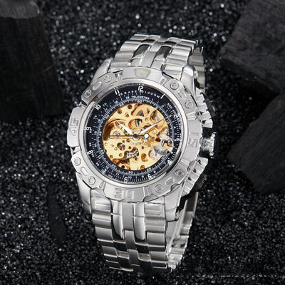 Reloj Mecánico de Acero Hueco con Pulsera de Acero Sólido - Image 9