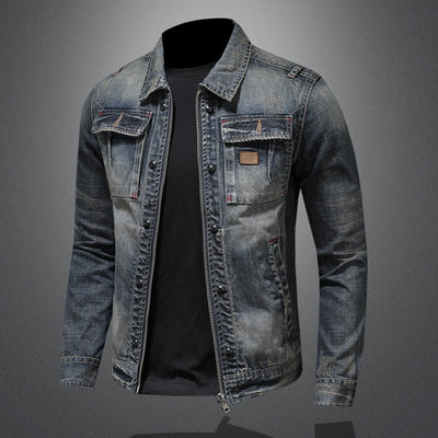 Chaqueta de Mezclilla Vintage Desgastada Estilo Clásico Europeo - Image 7