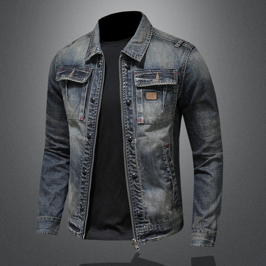 Chaqueta de Mezclilla Vintage Desgastada Estilo Clásico Europeo - Image 7