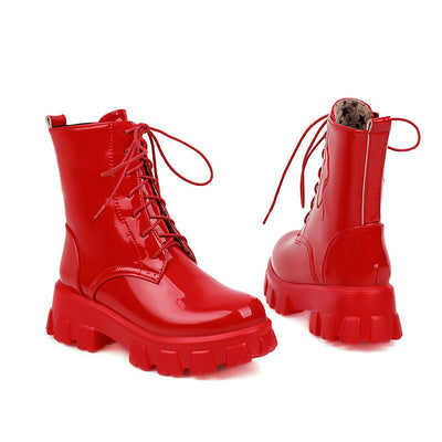 Botas Martin de Cuero Charol con Plataforma y Cordones - Estilo Urbano Moderno - Image 7