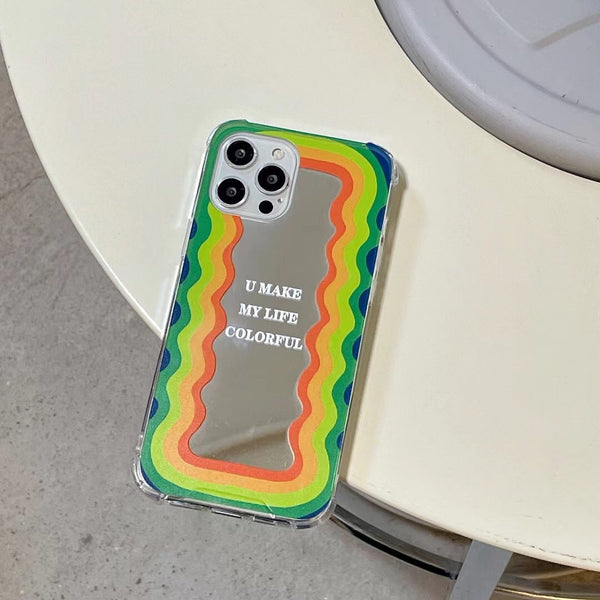 Funda Espejo con Letras para Celular - Diseño Rayado